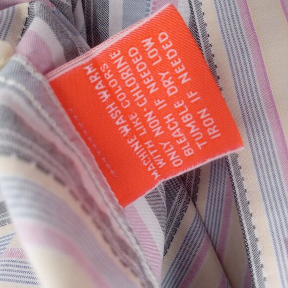 Faconnable Mens Striped Shirt Size L Large Pastel Button Front Pocket Preppy - Picture 12 of 13